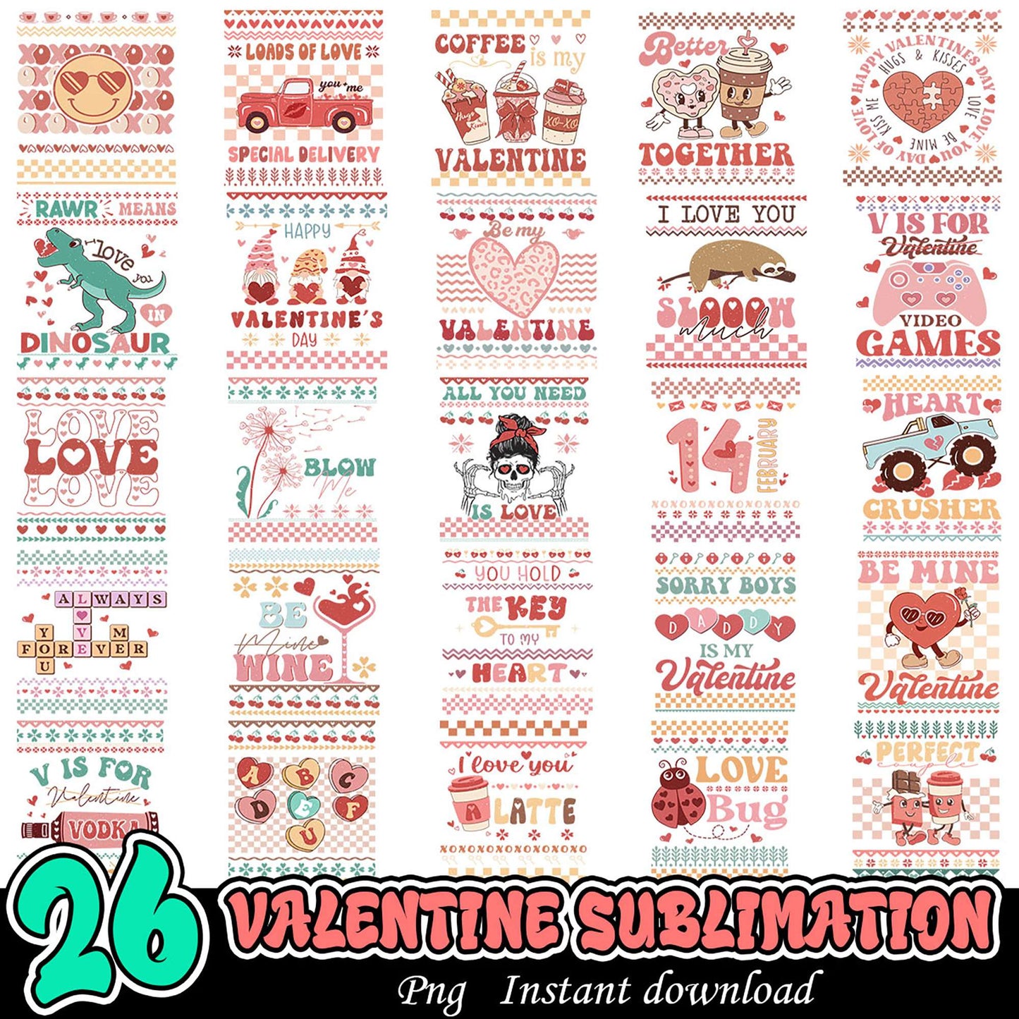 26 Valentine PNG Sublimation Designs