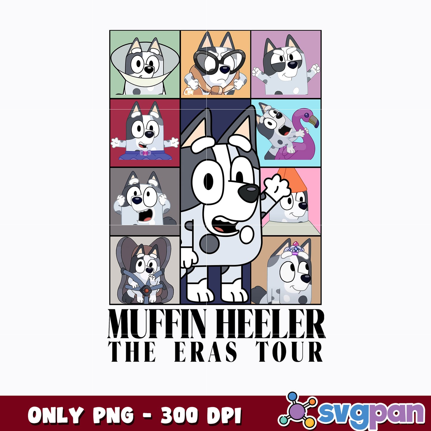 Muffin heeler the eras tour cartoon png