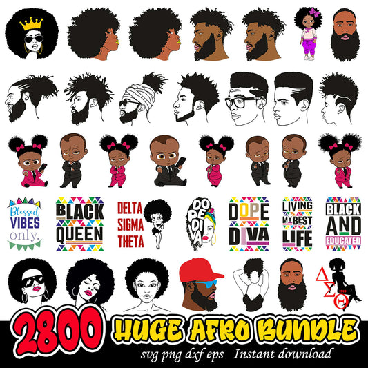 2800 Afro Bundle SVG PNG DXF for Creative Projects Download