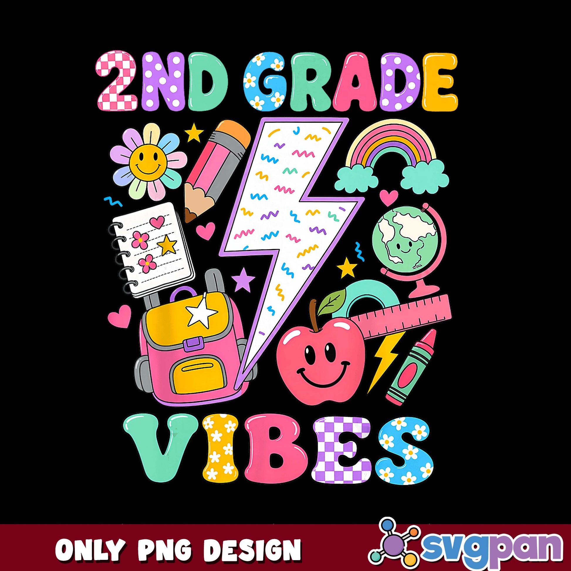 2nd Grade Vibes PNG, Back To School PNG, Teacher PNG