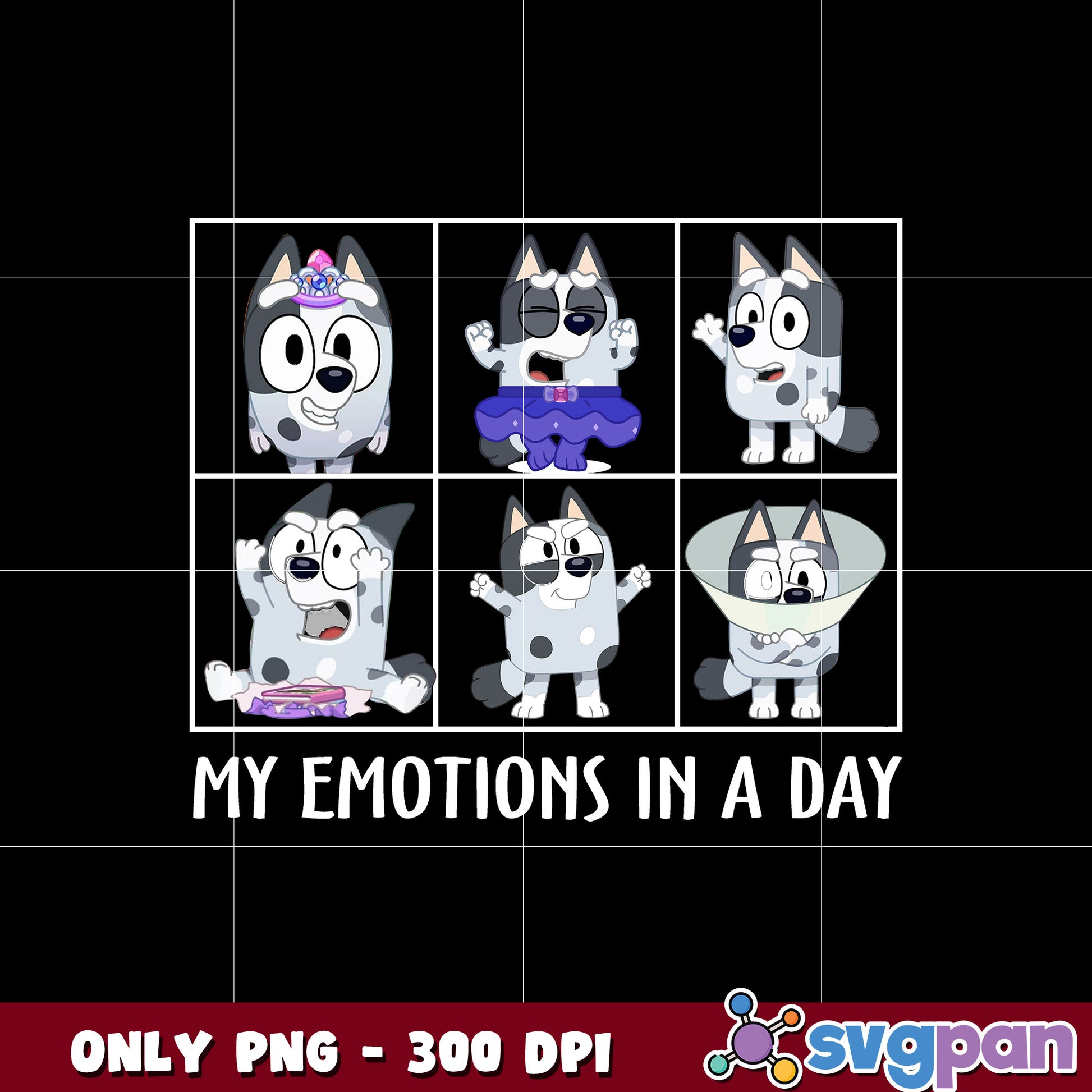 Bluey My Emotions In A Day png, bluey png