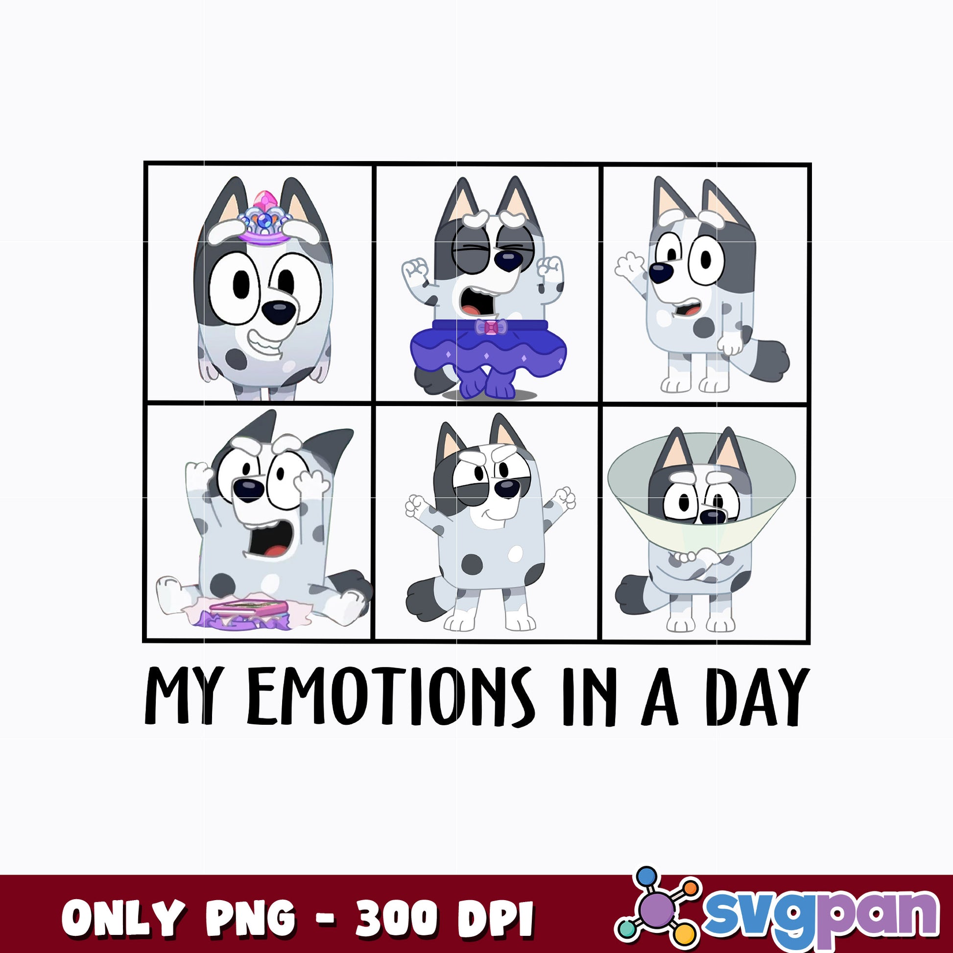 Bluey My Emotions In A Day png