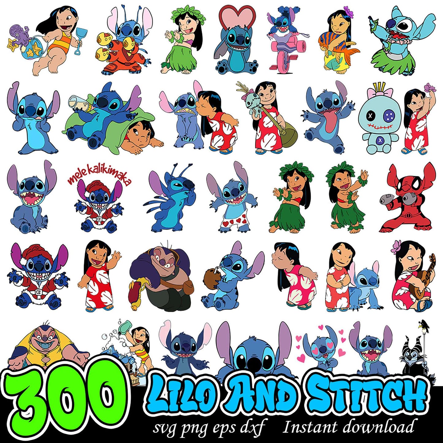 300 Lilo and Stitch SVG PNG EPS DXF