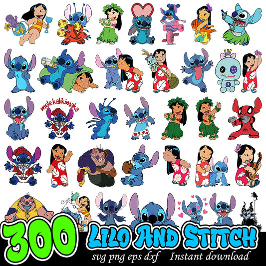 300 Lilo and Stitch SVG PNG EPS DXF