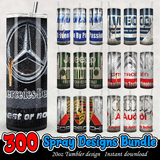 300 Spray Designs Tumbler Bundle PNG