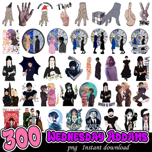 300 Wednesday Addams PNGs Instant Download