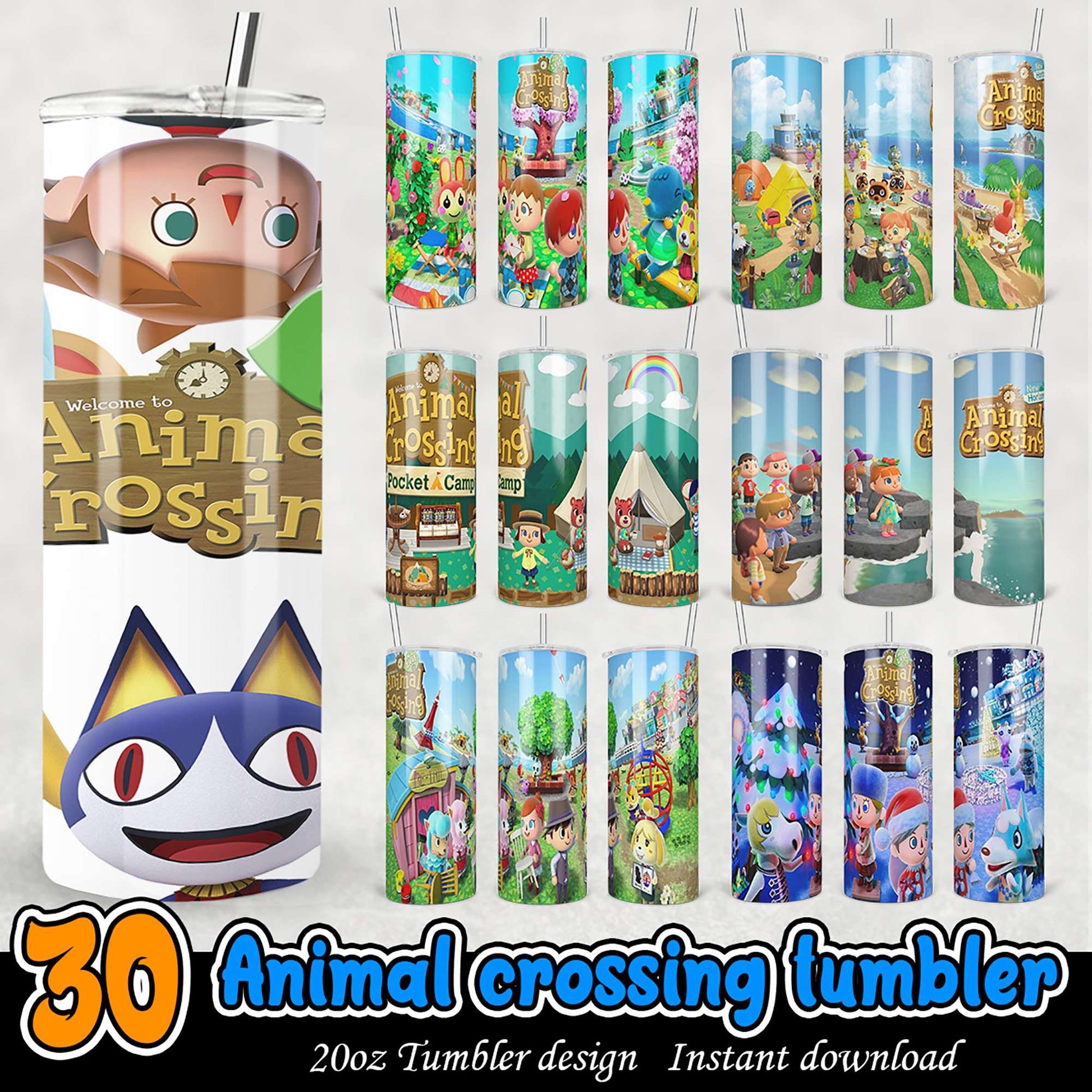 30 Animal Crossing Tumbler Designs PNG