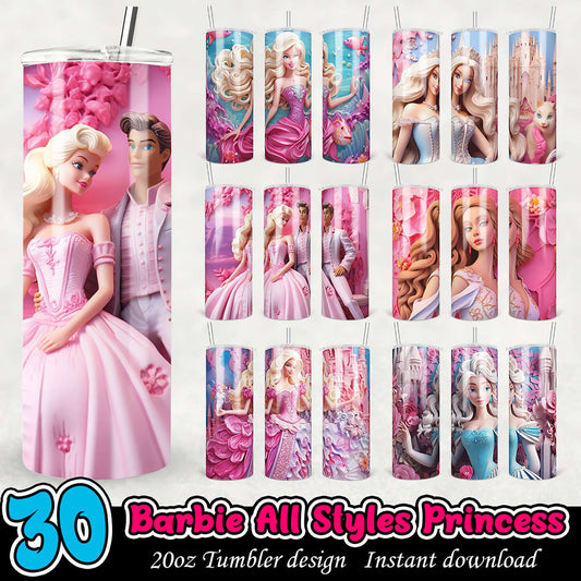30 Barbie Princess Tumbler Designs