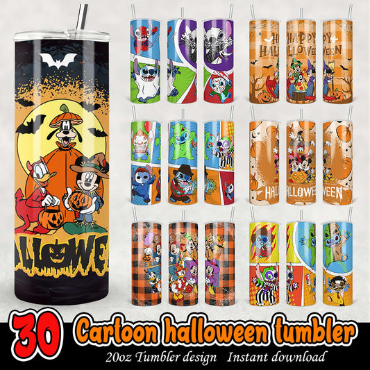 30 Cartoon Halloween Tumbler Designs