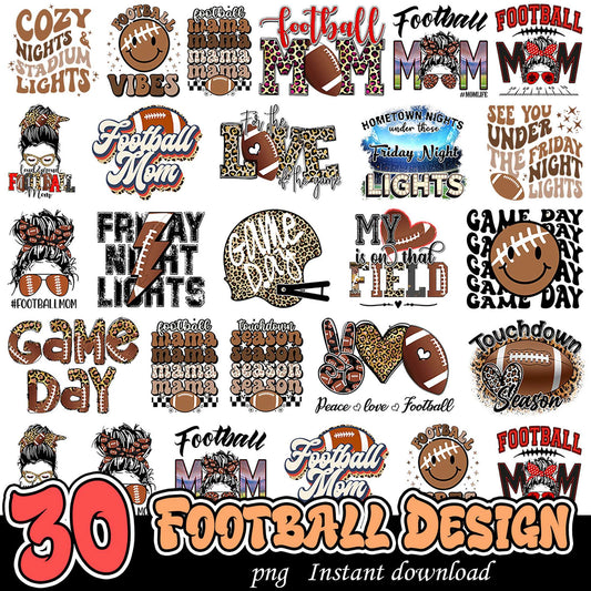 30 Football Mom PNG Designs Instant Download