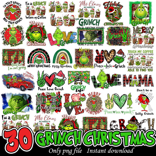 30 Grinch Christmas PNG Designs Instant Download