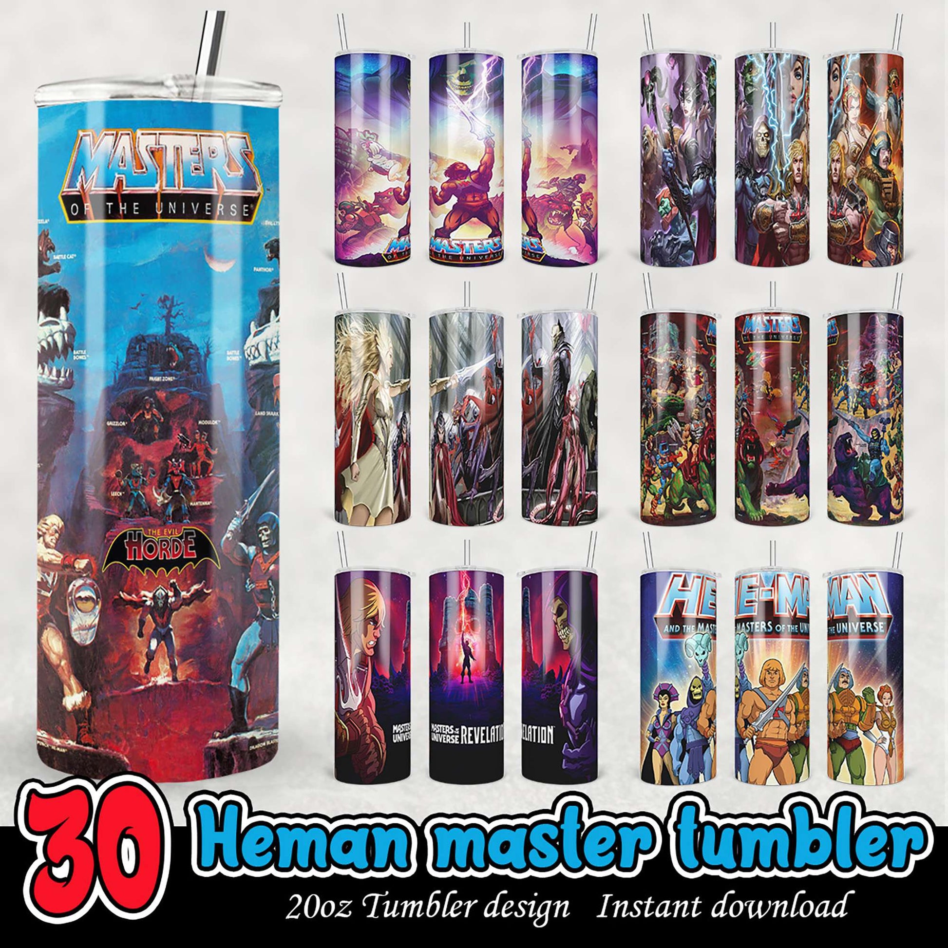 30 He-Man Masters Tumblers PNG Bundle