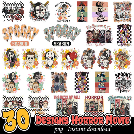30 Horror Movie PNG Designs Instant Download
