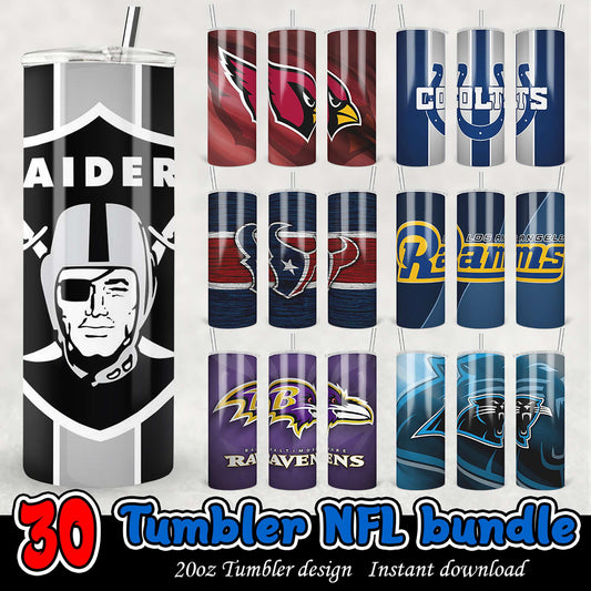 30 NFL Tumbler Designs PNG Bundle