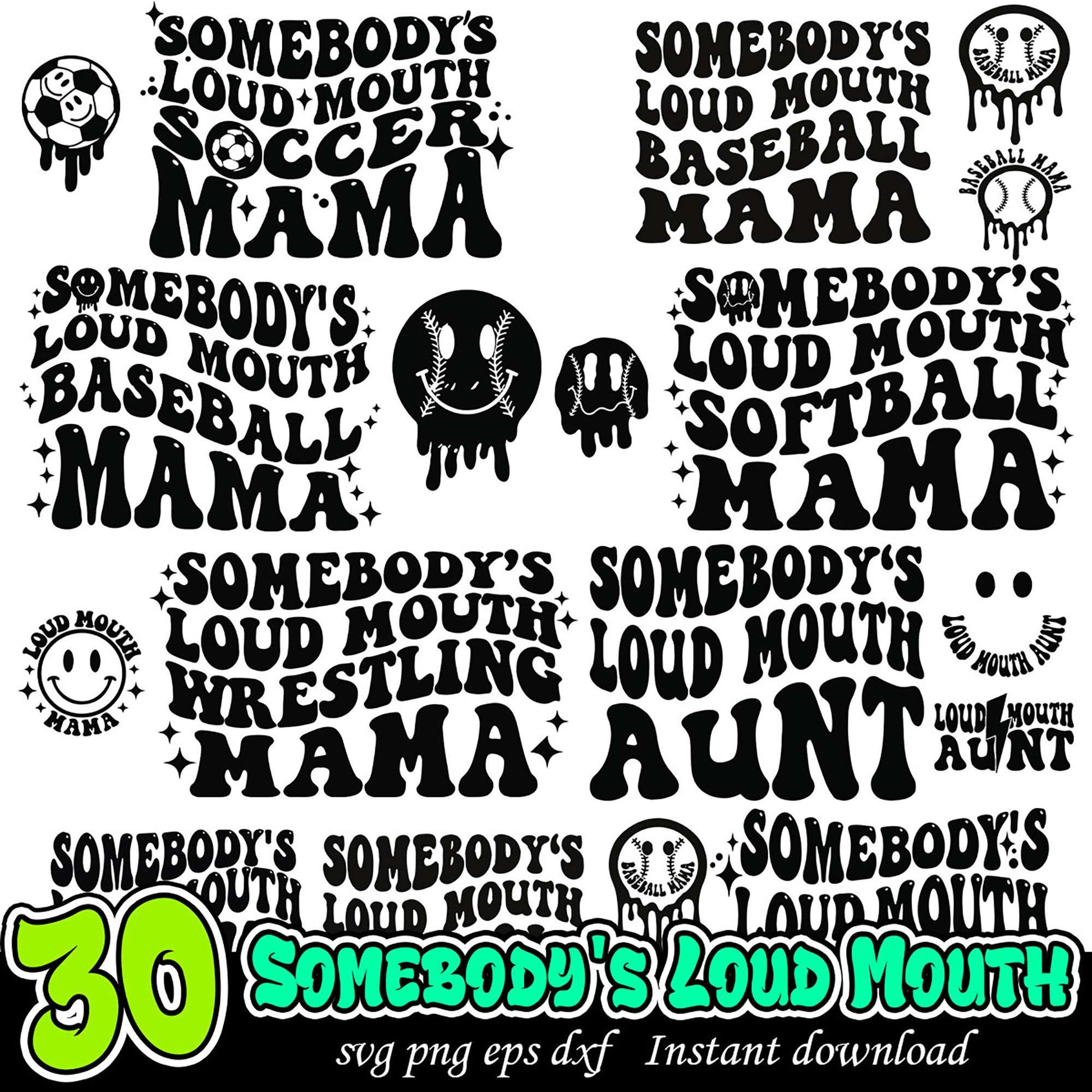 30 SVG Sports Mama & Aunt Designs