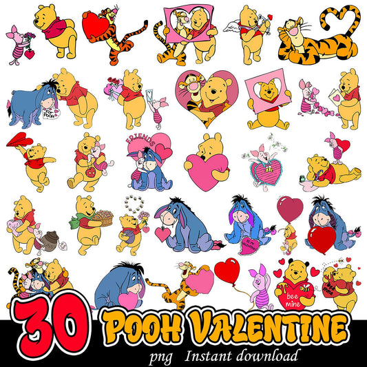 30 Winnie the Pooh Valentine PNGs