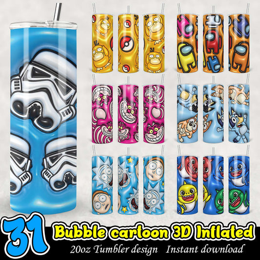 31 Bubble Cartoon 3D Tumbler PNG