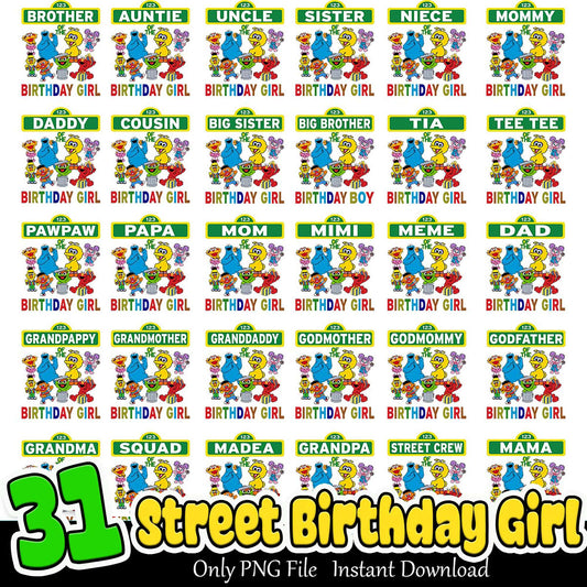 31 Sesame Street Birthday Girl PNG Bundle