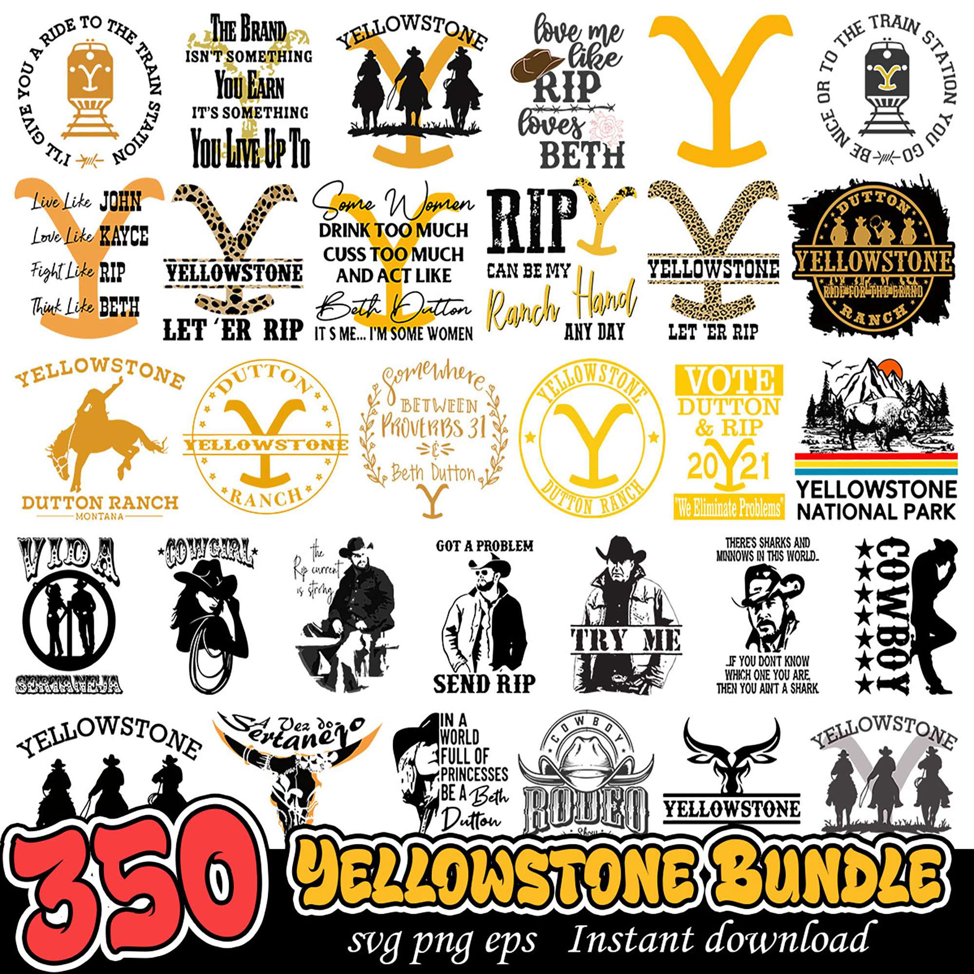 Yellowstone Designs 350 Yellowstone SVG Bundle Designs – svgpan