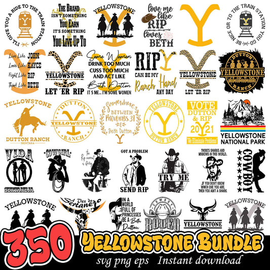 350 Yellowstone SVG Bundle Designs
