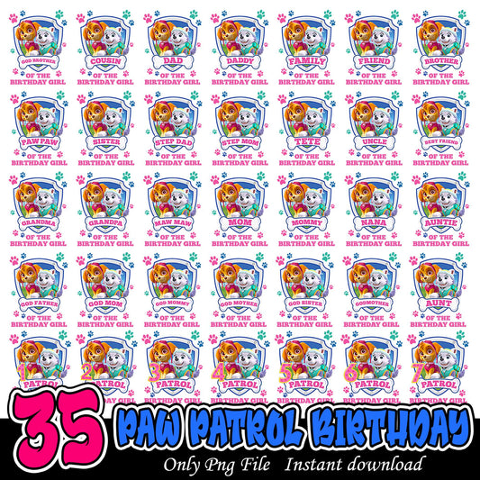 35 Paw Patrol Birthday Bundle PNG Instant Download Designs