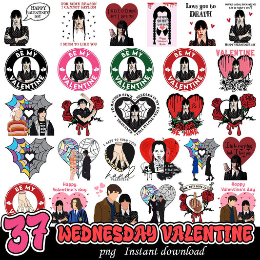 37 Wednesday Valentine PNGs Instant Download