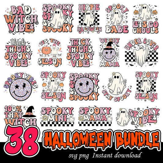 38 Halloween Bundle Spooky PNG Designs for Instant Download