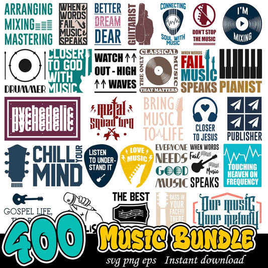 400 Music SVG Bundle Instant Download