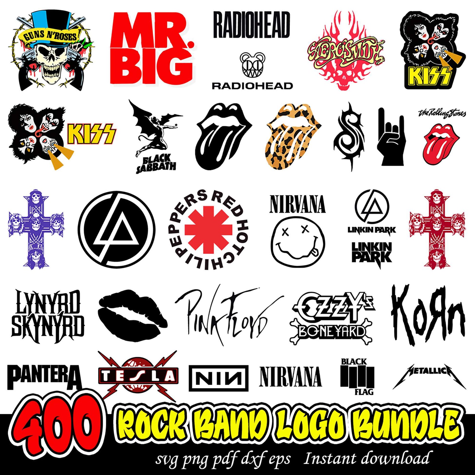 400 Rock Band Logo Bundle SVG Instant Download Art Files
