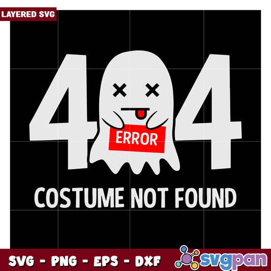 404 Error Costume Not Found Ghost SVG Design for Halloween, Fun and Spooky Graphics