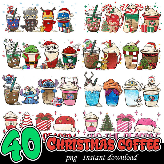 40 Christmas Coffee PNG Bundle