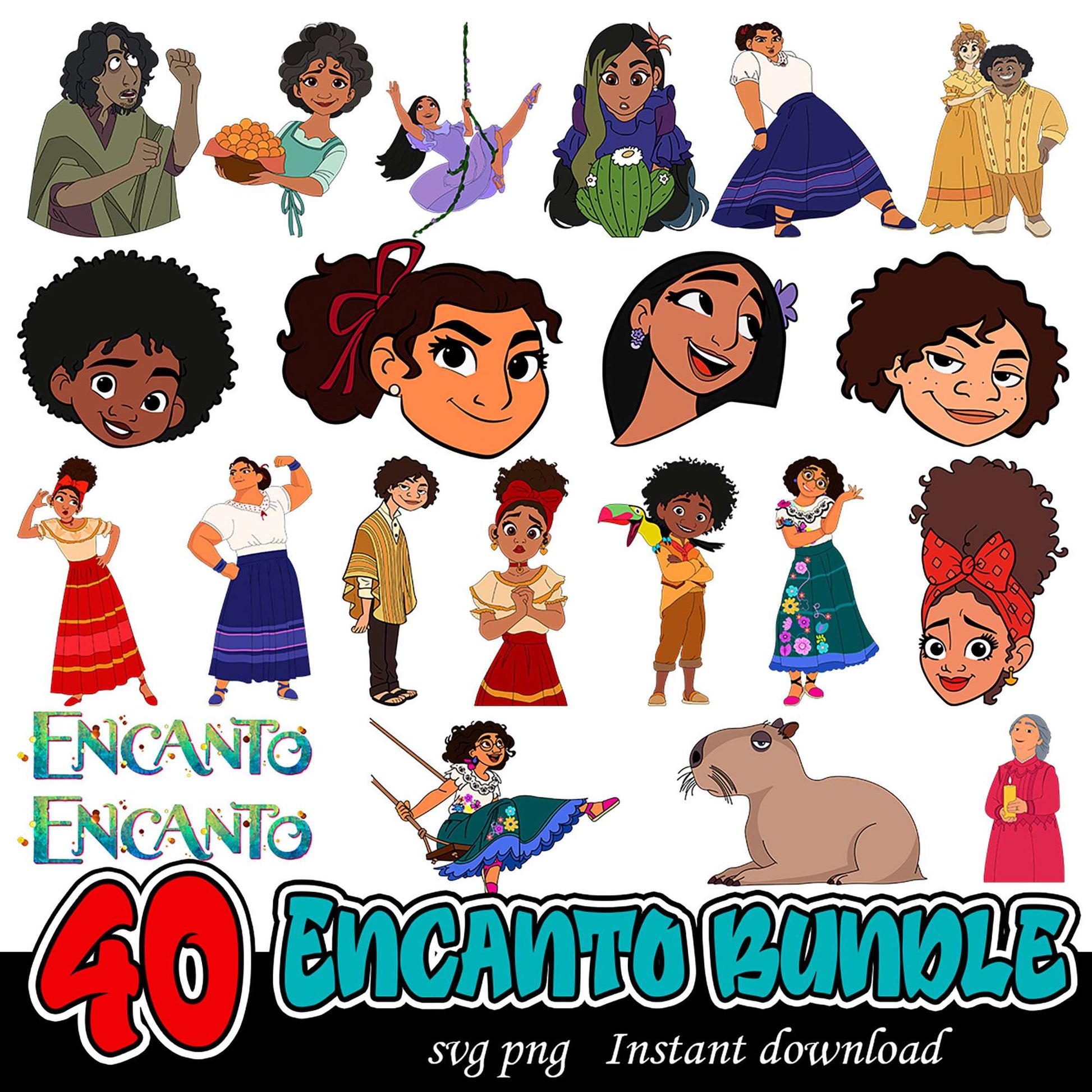 40 Encanto Character Bundle SVG PNG Instant Download Set