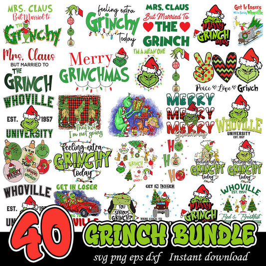 40 Grinch SVG Bundle Instant Download