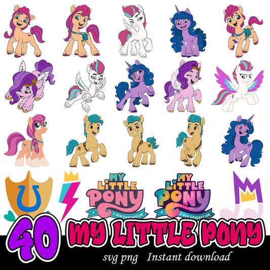 40 My Little Pony SVG PNG Bundle Instant Download Design
