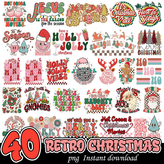 40 Retro Christmas PNG Designs