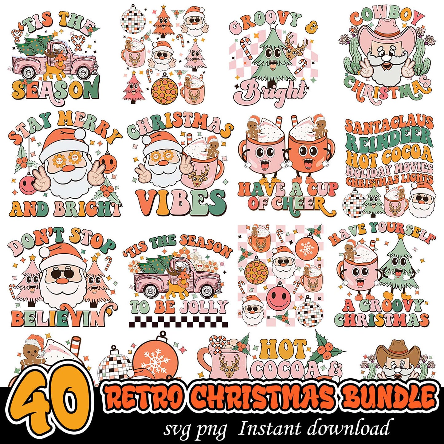 40 Retro Christmas SVG Bundle