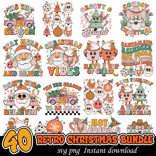 40 Retro Christmas SVG Bundle