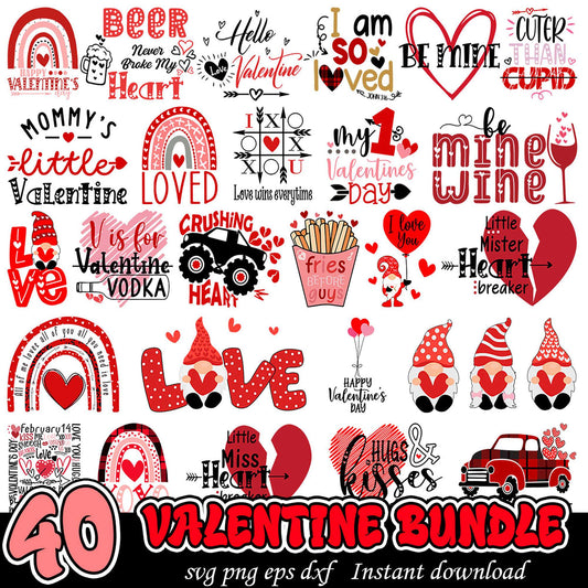 40 Valentine SVG PNG Bundle Instant Download