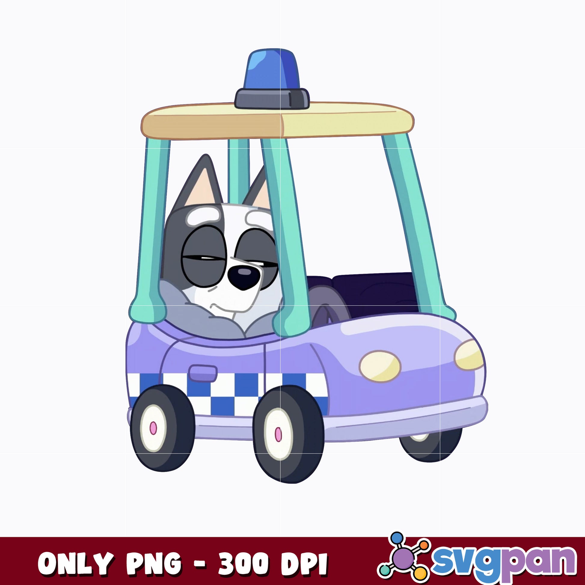 Bluey muffin in car cartoon png