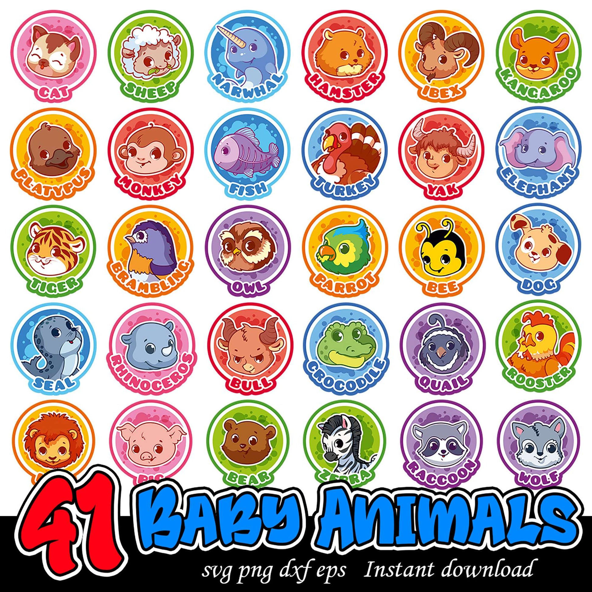 41 Cute Baby Animal SVG Bundle for Crafts and Decor