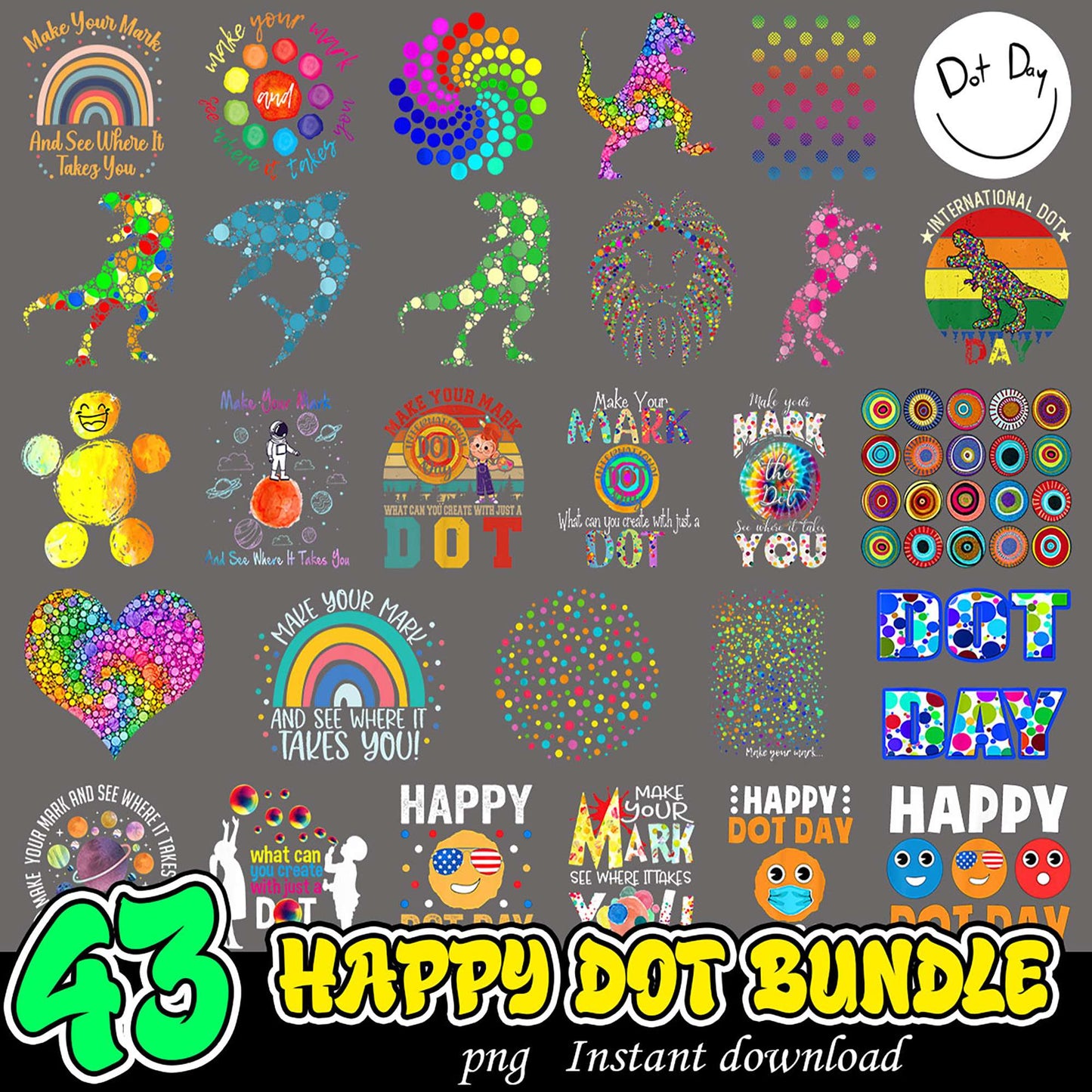 43 Happy Dot Day SVG Bundle