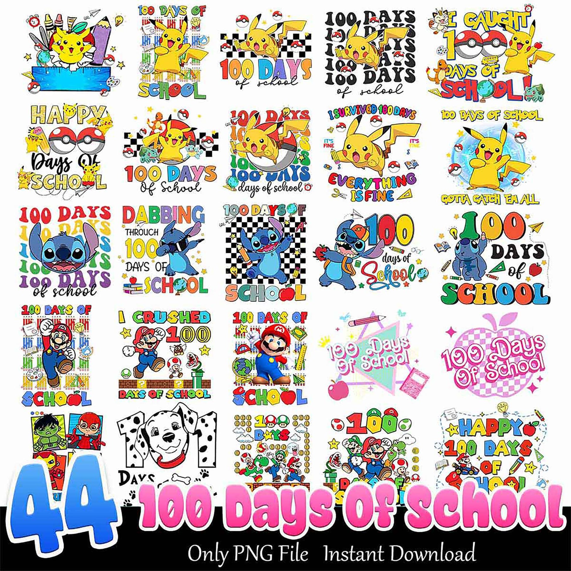 44 PNG 100 Days of School Designs