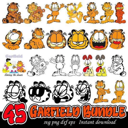 45 Garfield SVG Bundle for Creative Projects Instant Download