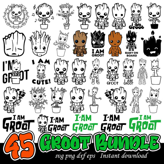 45 Groot SVG Bundle Cute Characters Instant Download Design