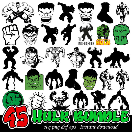 45 Hulk SVG Bundle Instant Download for Craft Projects