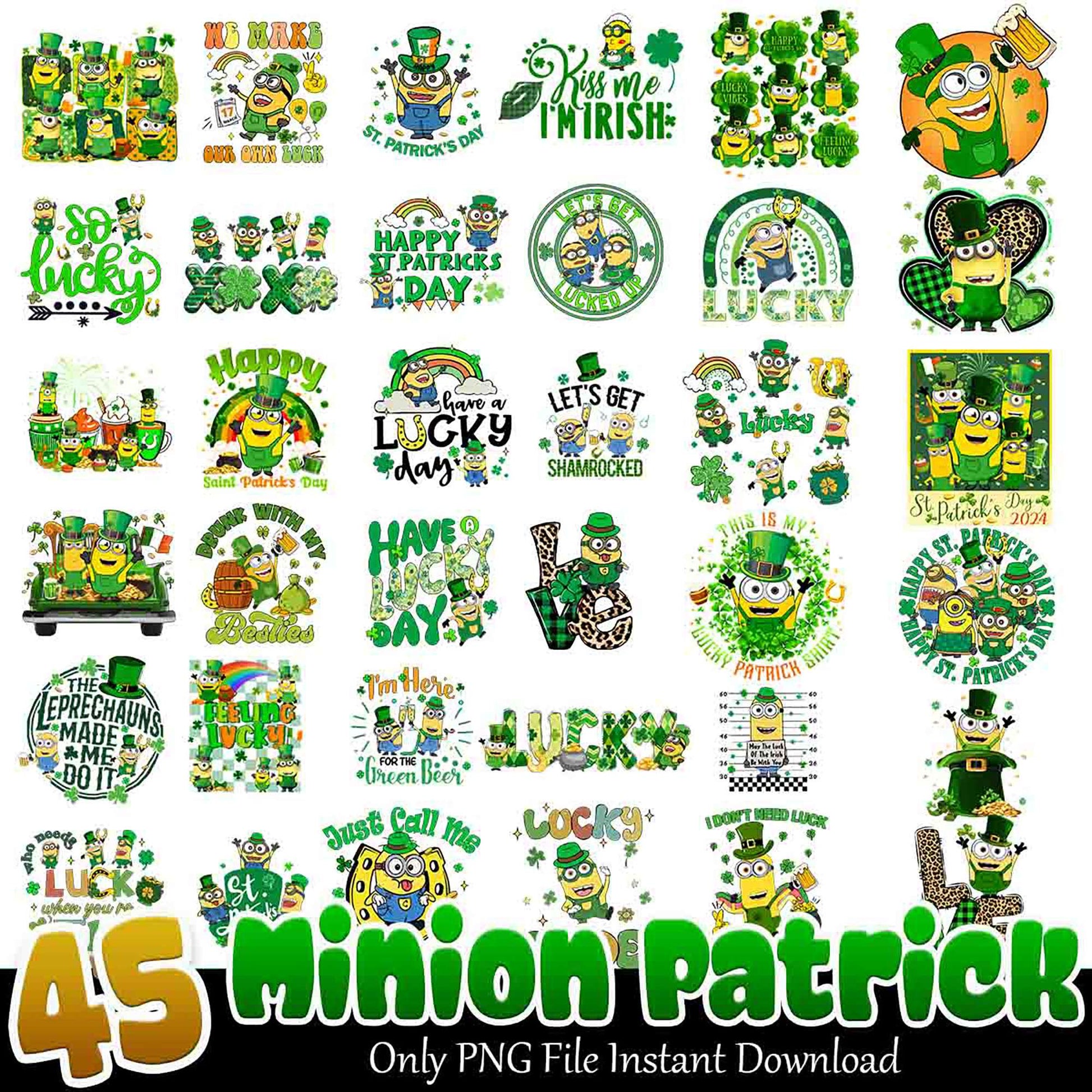45 Minion St Patrick PNG Designs