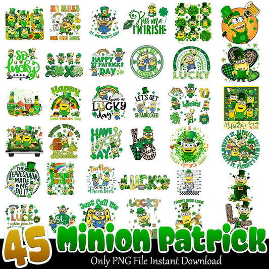 45 Minion St Patrick PNG Designs