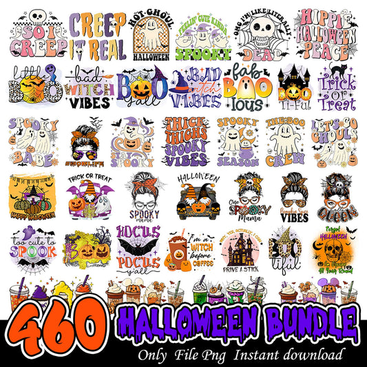 460 Halloween Bundle Instant Download PNG Designs for Fun
