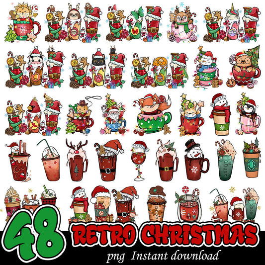 48 Retro Christmas PNG Bundle