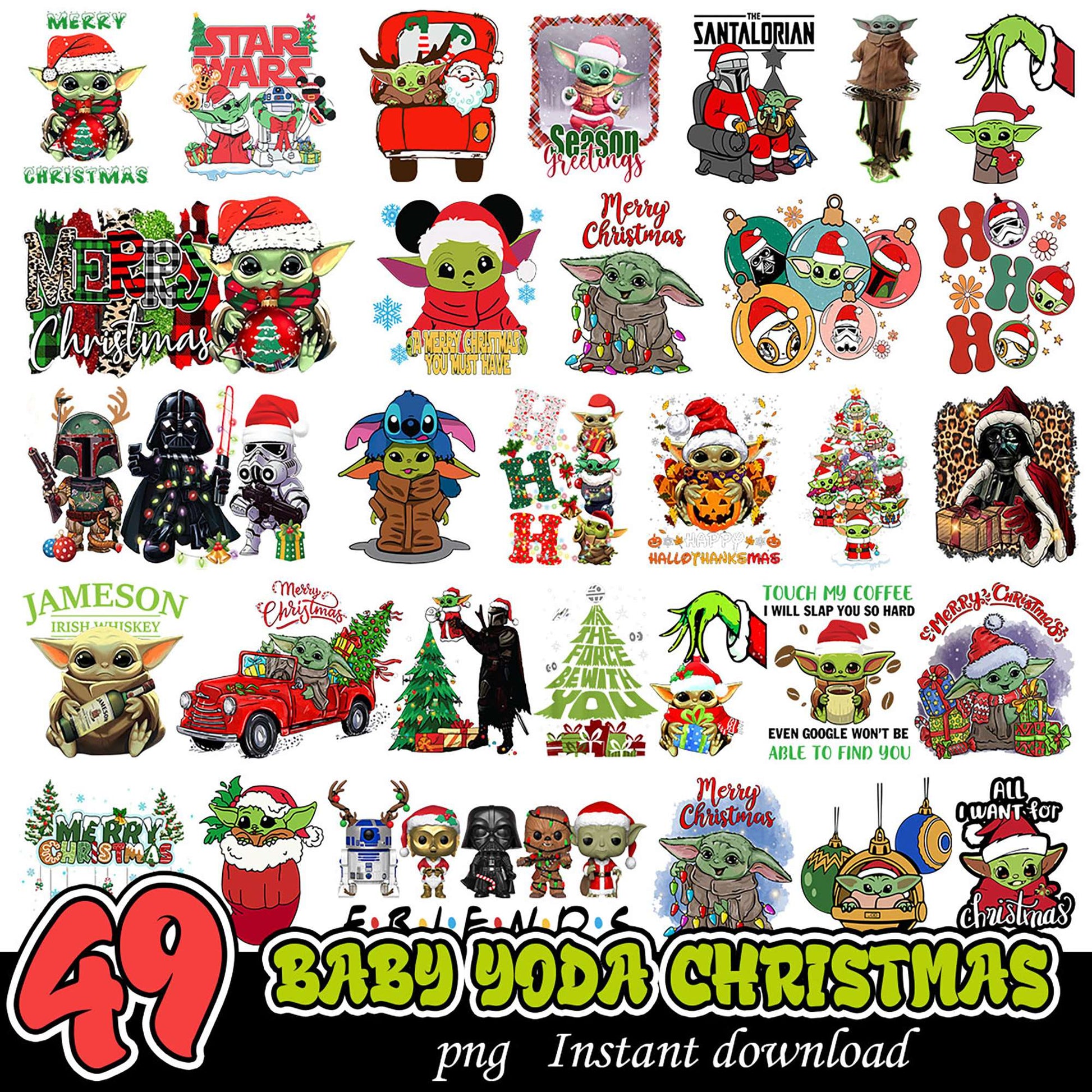 49 Baby Yoda Christmas PNGs Instant Download